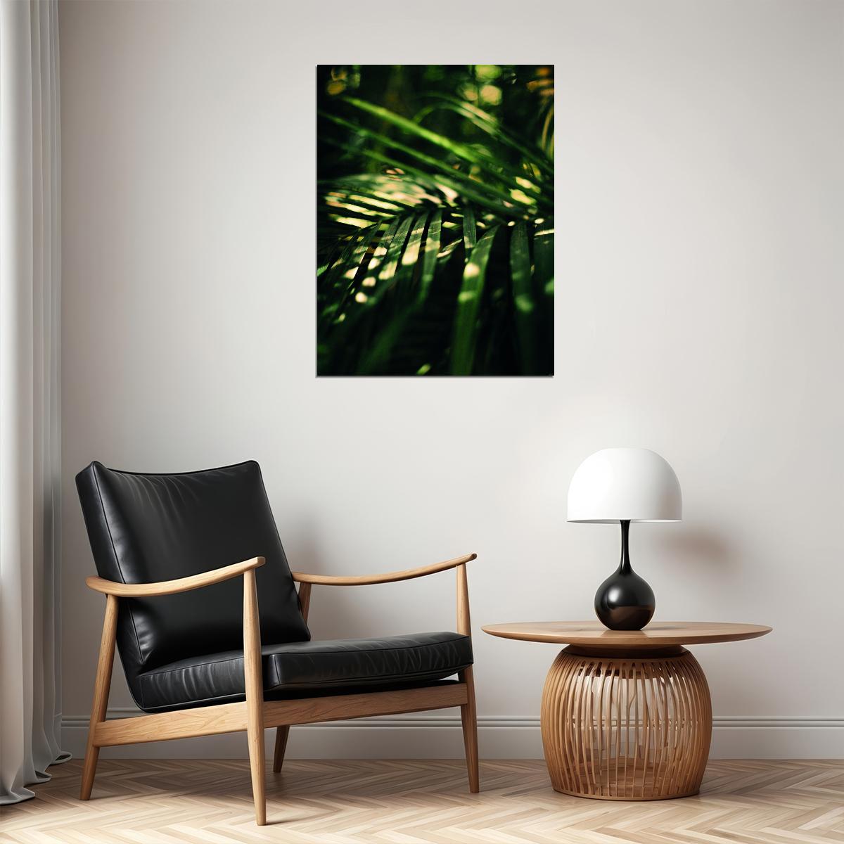 Lush Palm Leaves Poster Tropical Green Botanical Nature Art Modern Wall Decor Print - xonomax