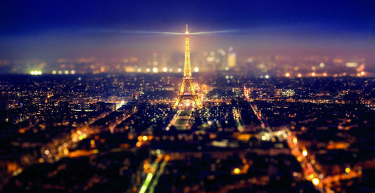 Paris Skyline at Night Poster Eiffel Tower Cityscape Photography Romantic Wall Decor Print