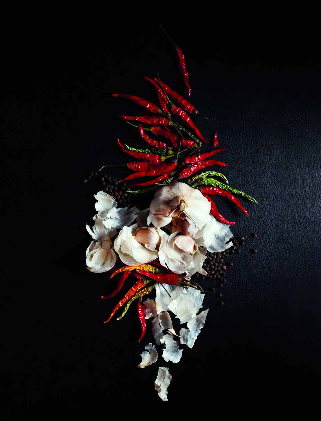 Chili Peppers and Garlic Poster Spicy Culinary Art Rustic Kitchen Decor Food Wall Print - xonomax