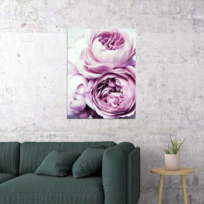 Pastel Peonies Poster Soft Floral Botanical Art Romantic Pink Flower Wall Decor Print