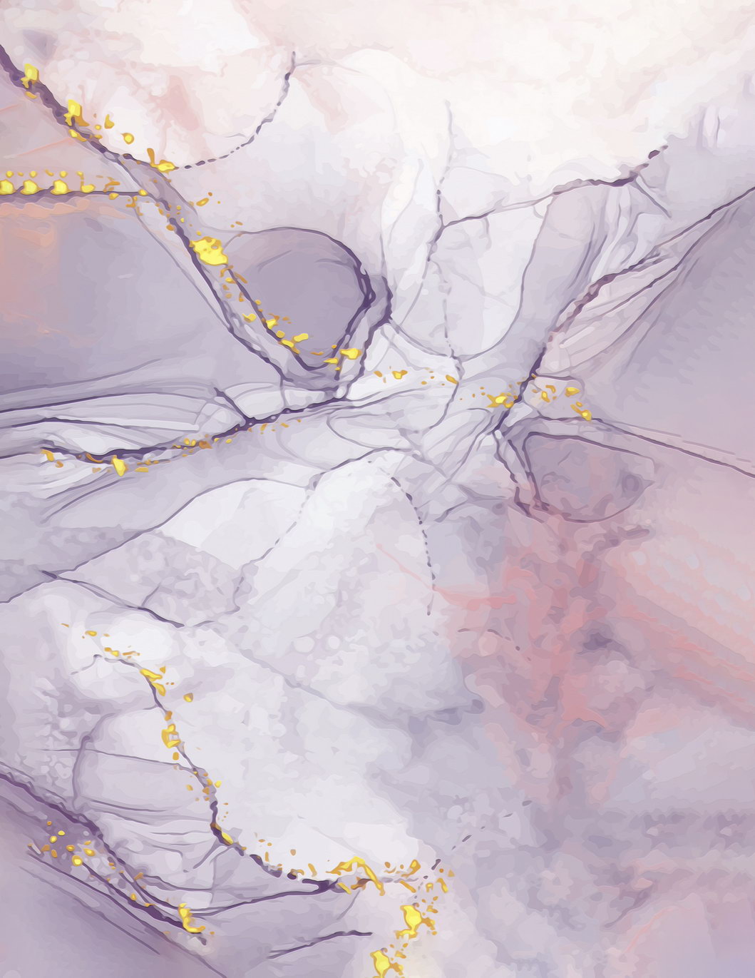 Dreamy Marble Texture Poster Purple and Gold Abstract Art Modern Wall Decor Print - xonomax