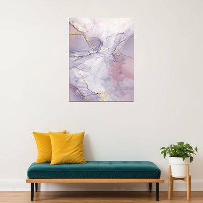 Dreamy Marble Texture Poster Purple and Gold Abstract Art Modern Wall Decor Print - xonomax