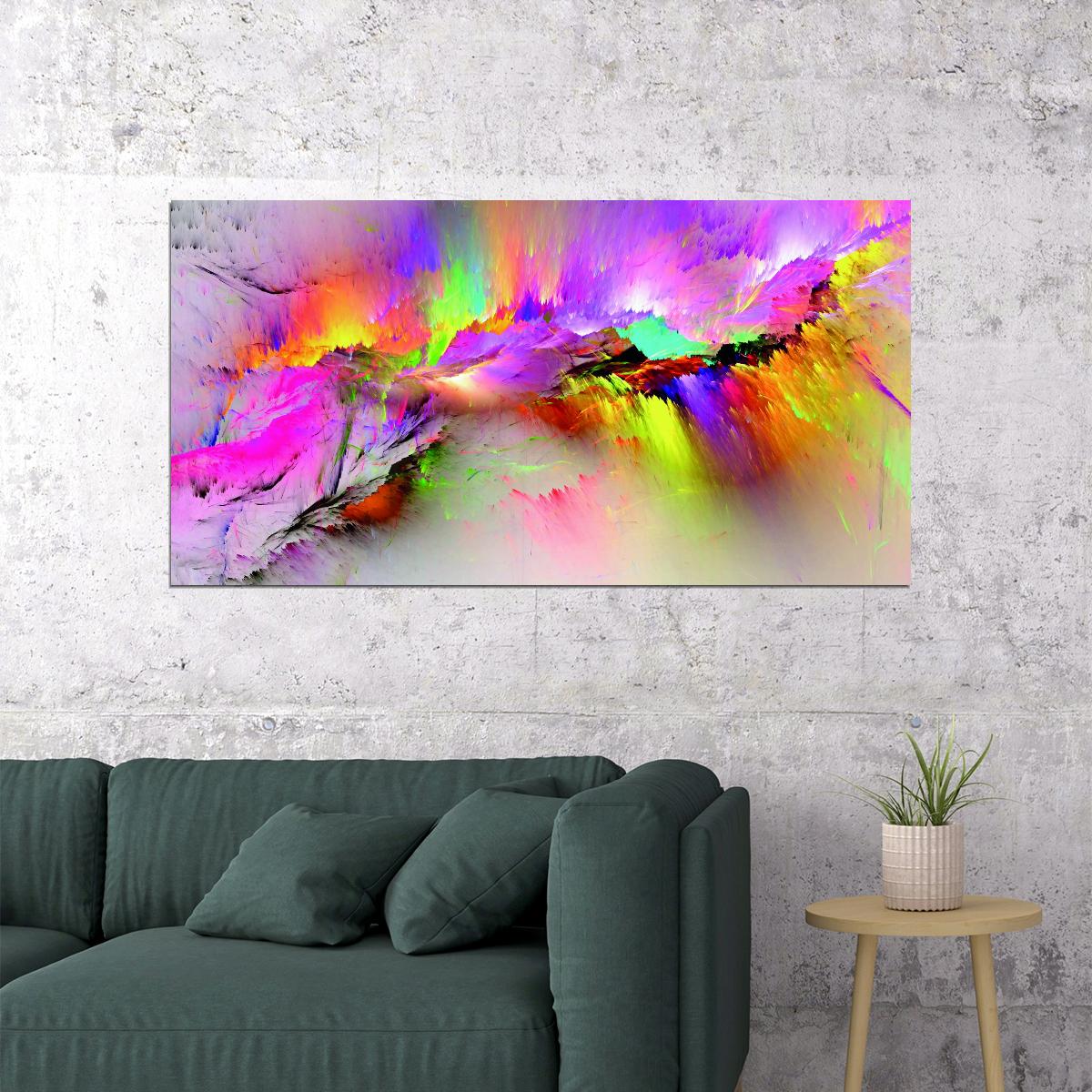 Vibrant Abstract Paint Splash Poster Colorful Modern Art Wall Decor Print - xonomax