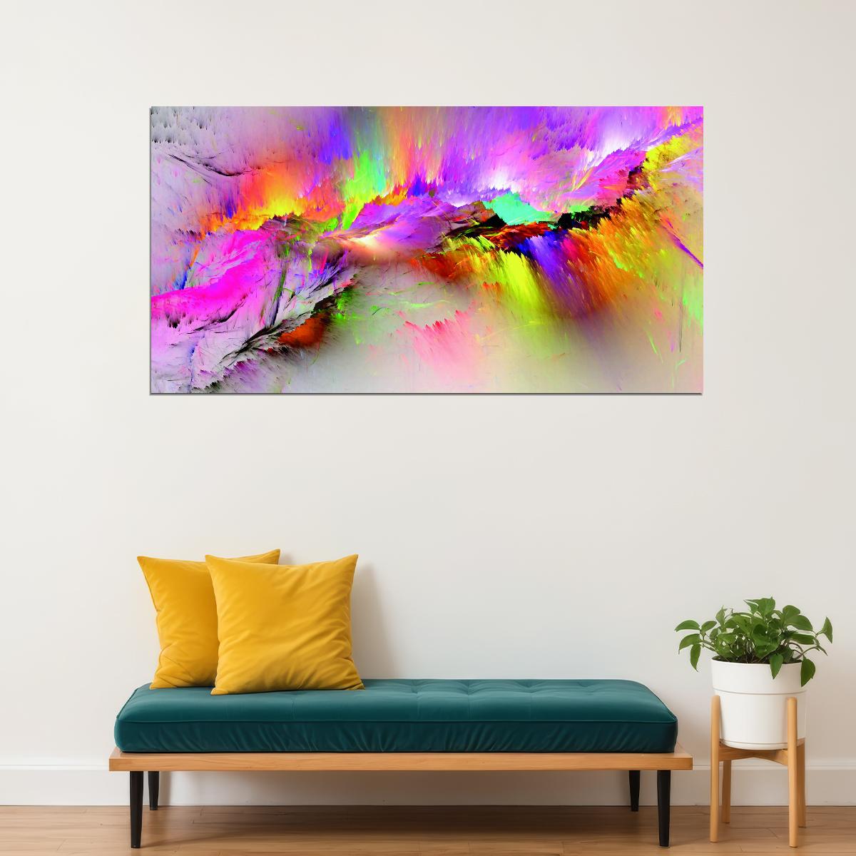 Vibrant Abstract Paint Splash Poster Colorful Modern Art Wall Decor Print - xonomax