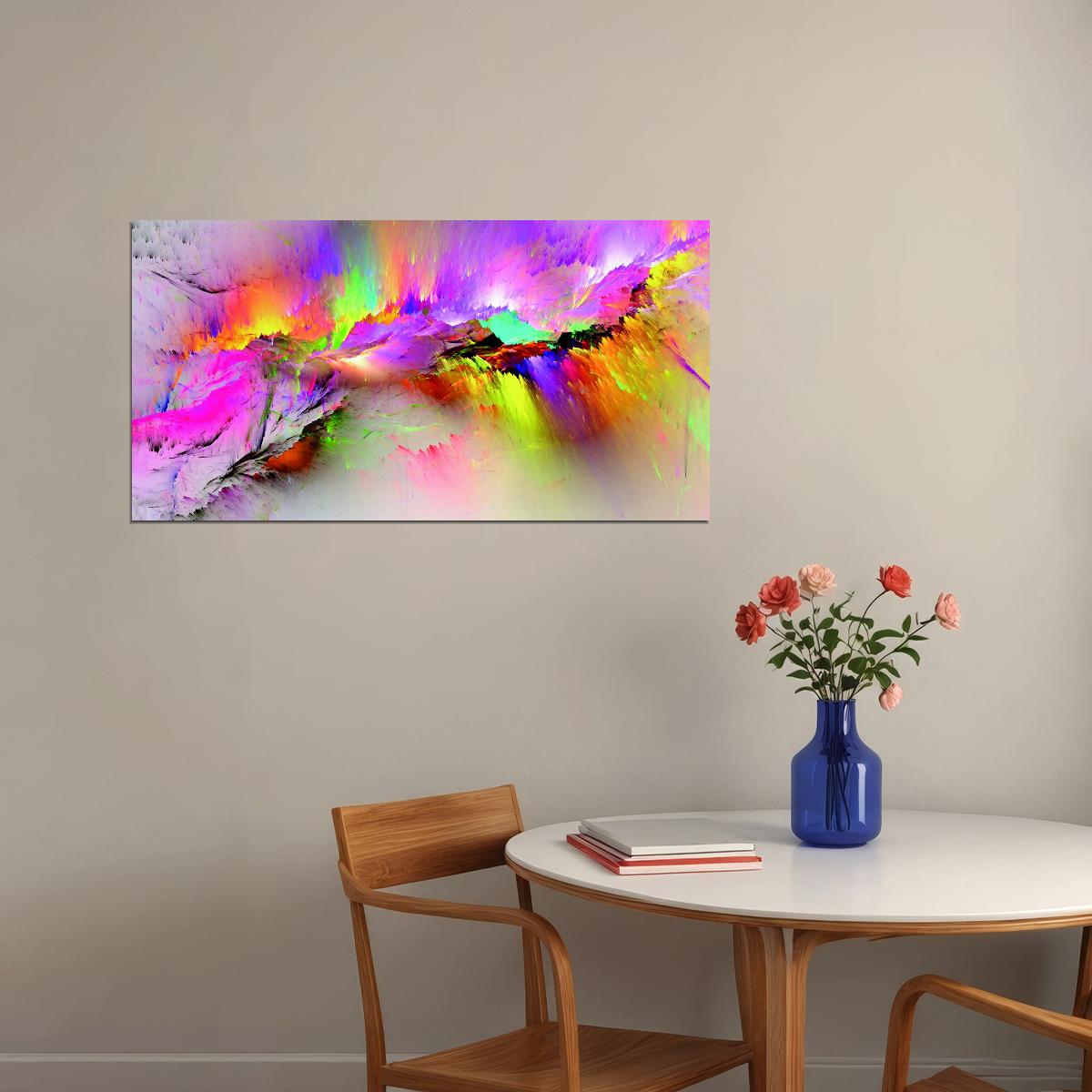 Vibrant Abstract Paint Splash Poster Colorful Modern Art Wall Decor Print - xonomax