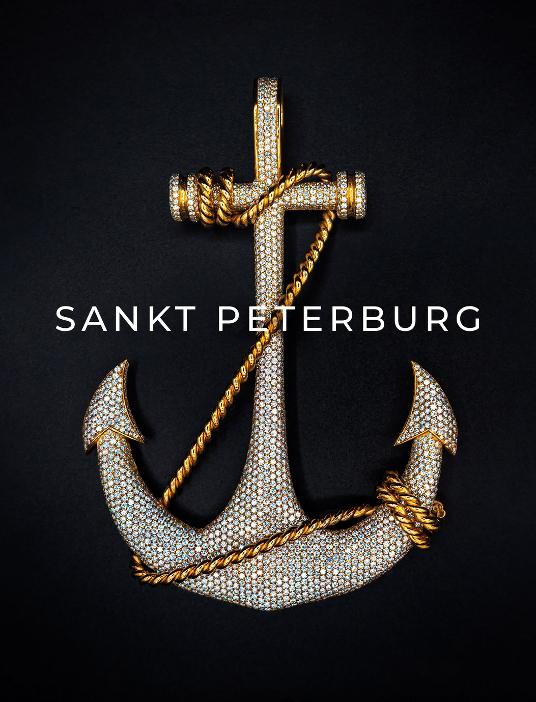 Sankt Petersburg Anchor Poster Elegant Nautical Art Black and Gold City Decor Print