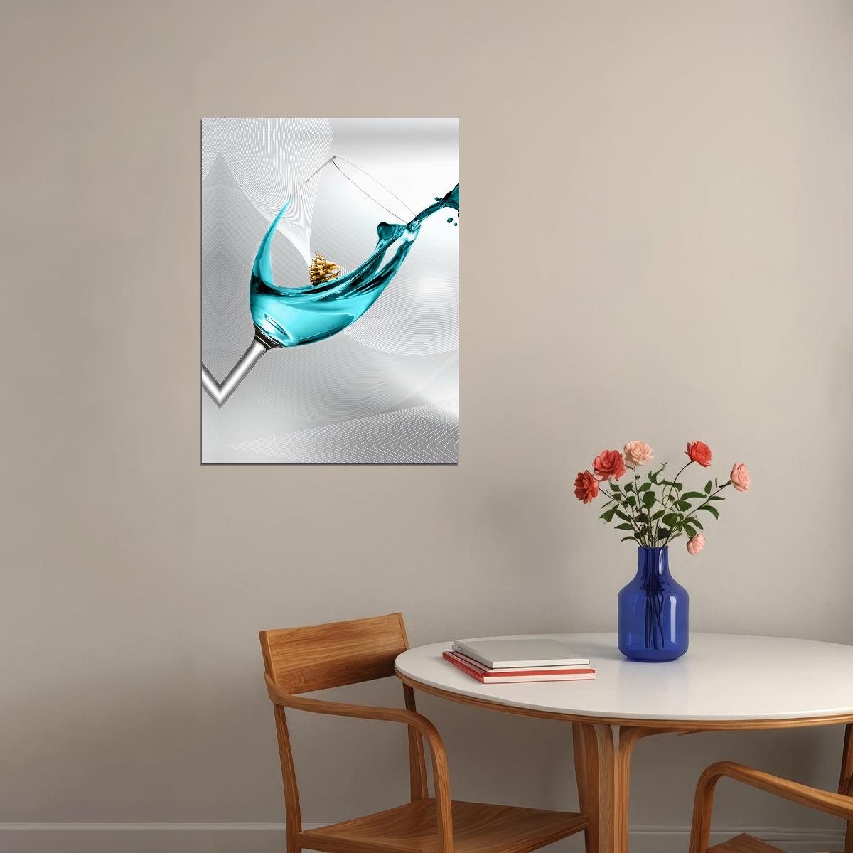 Elegant Glass Splash Poster Abstract Modern Art Minimalist Wall Decor Print