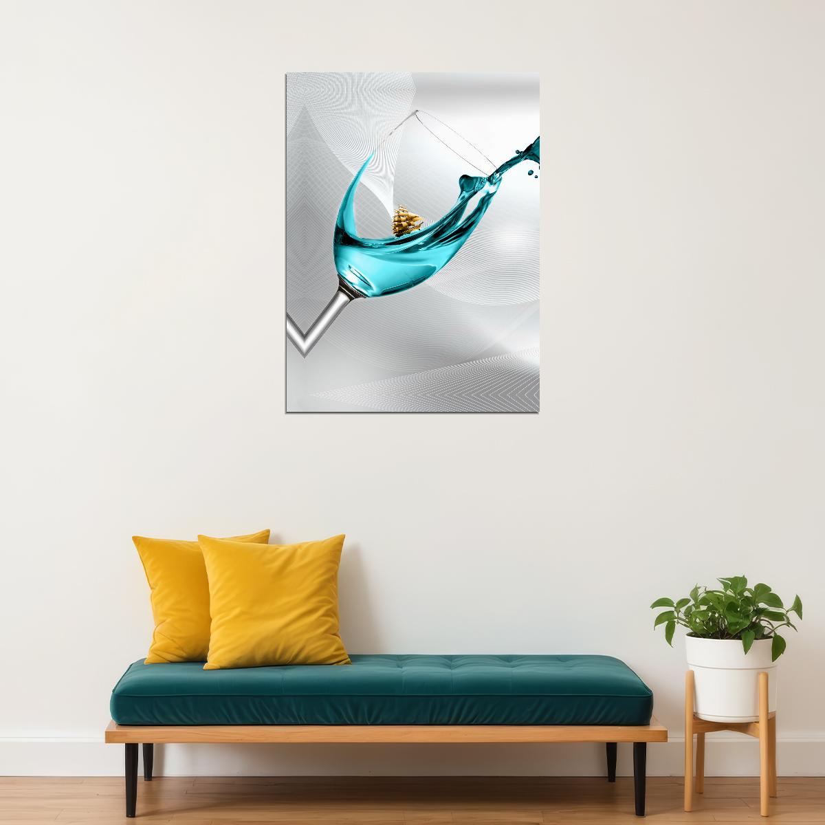 Elegant Glass Splash Poster Abstract Modern Art Minimalist Wall Decor Print