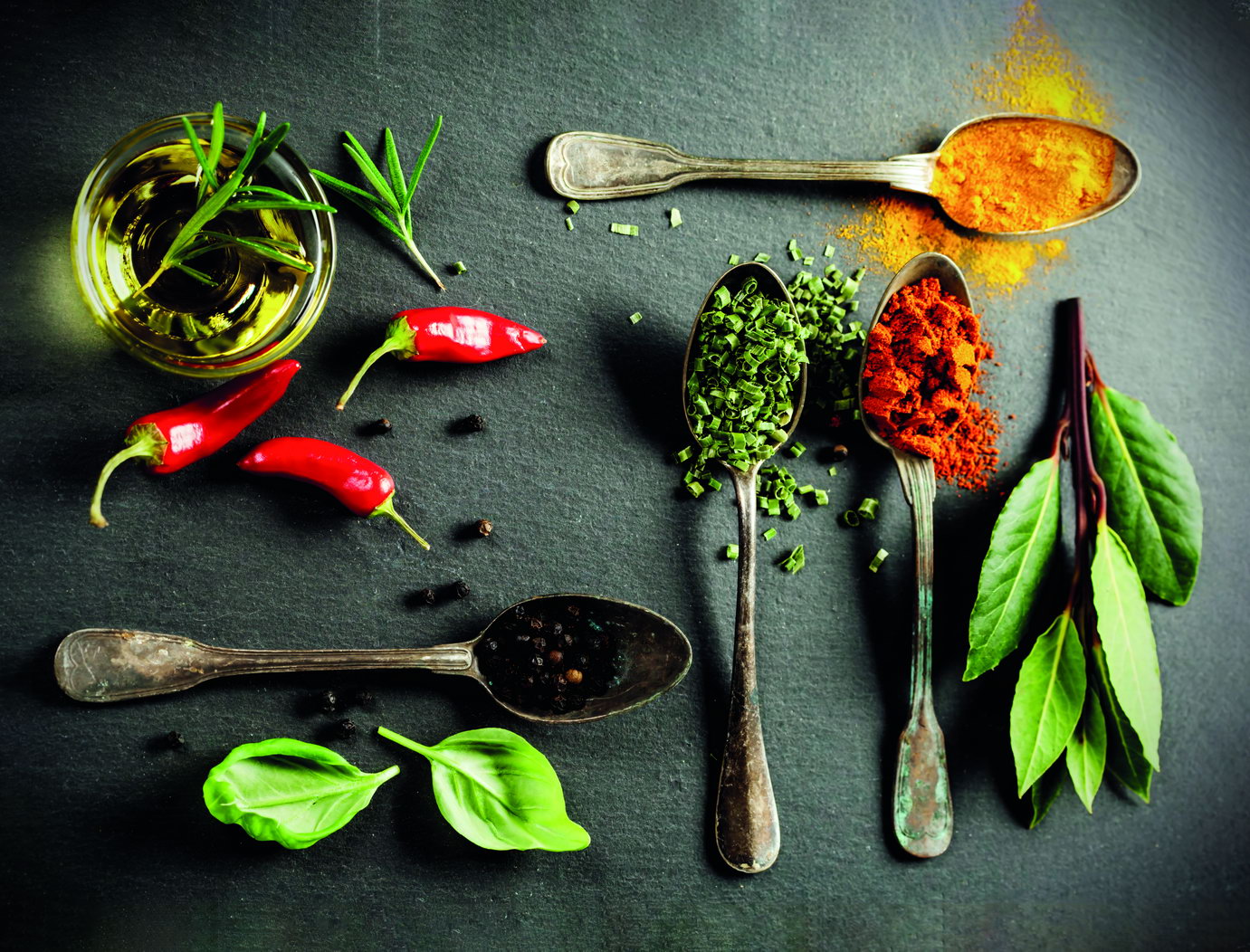 Spices and Fresh Herbs Poster Culinary Art Rustic Kitchen Decor Colorful Wall Print - xonomax