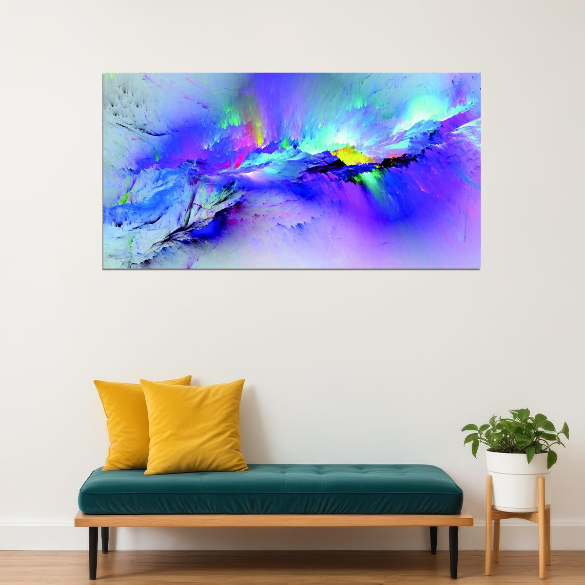 Vibrant Abstract Paint Explosion Poster Colorful Modern Art Wall Decor Print