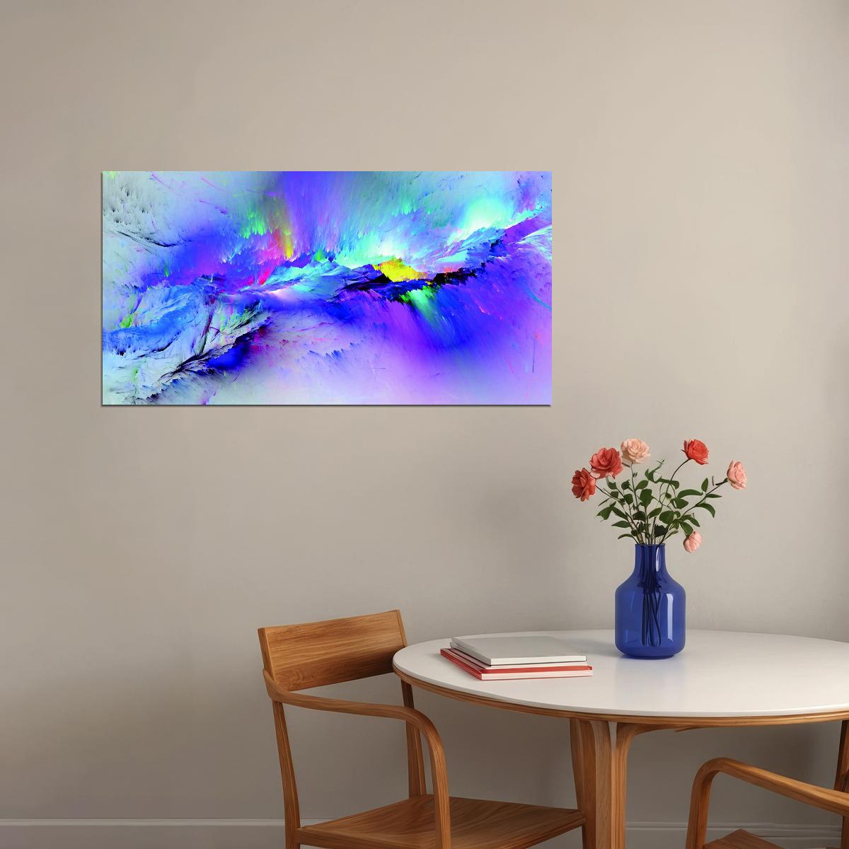 Vibrant Abstract Paint Explosion Poster Colorful Modern Art Wall Decor Print