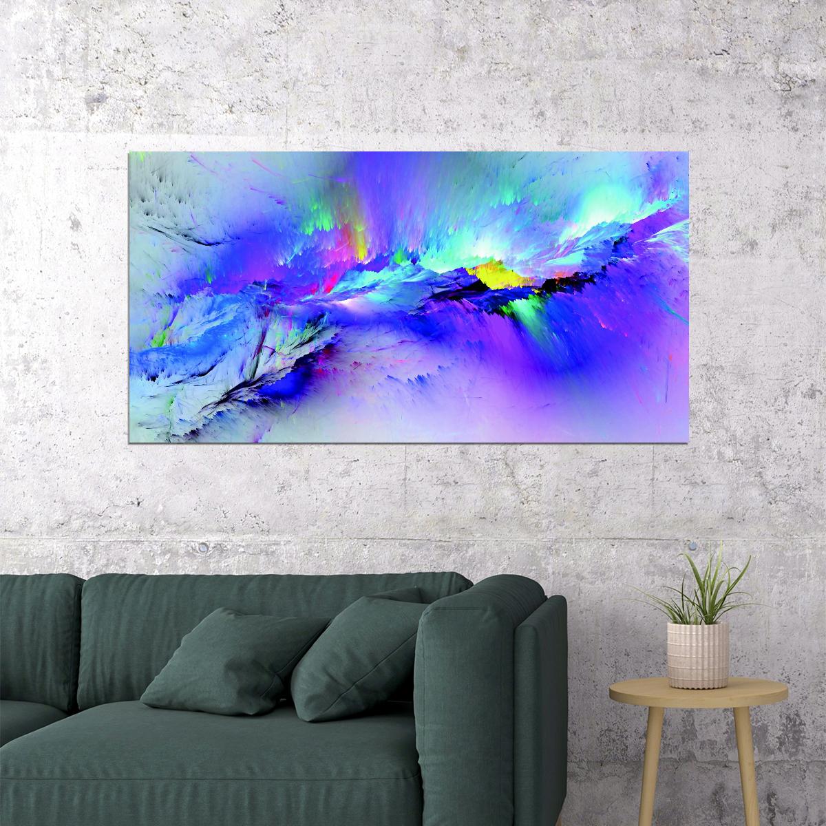 Vibrant Abstract Paint Explosion Poster Colorful Modern Art Wall Decor Print