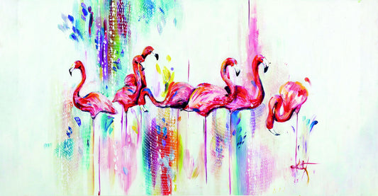 Flamingos in Color Poster Vibrant Watercolor Art Tropical Bird Wall Decor Print