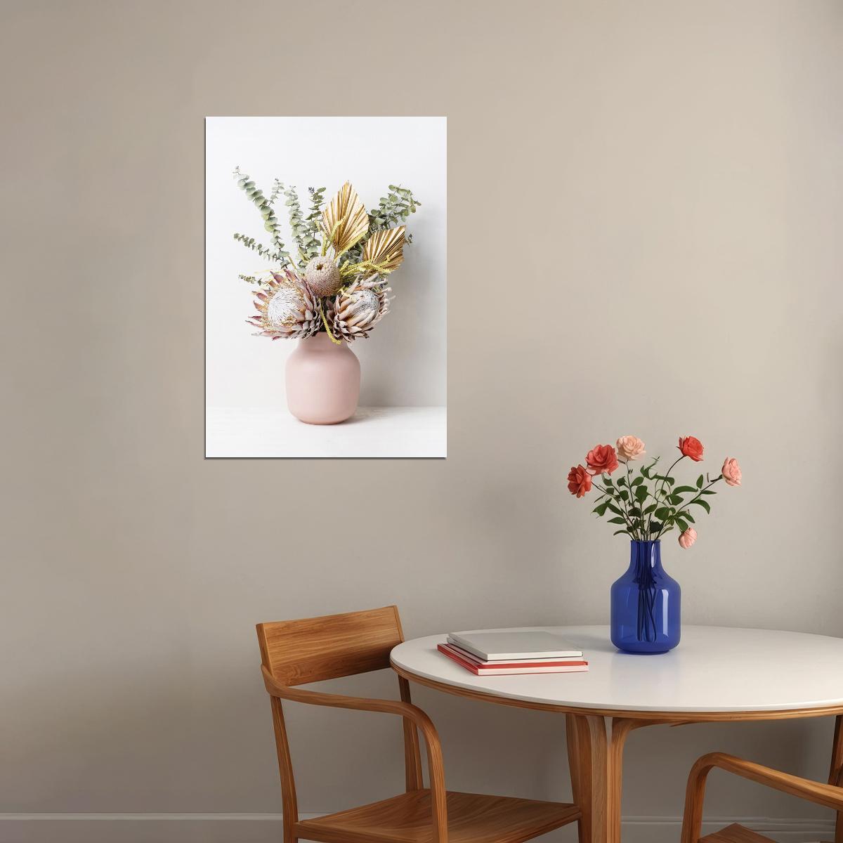 Elegant Dried Flower Bouquet Poster Minimalist Botanical Art Modern Wall Decor Print