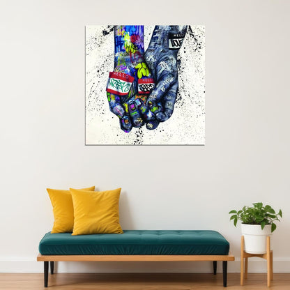 Graffiti Hands Poster Urban Street Art Colorful Symbolic Wall Decor Print