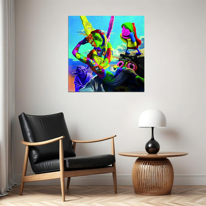 Bold Pop Art Surrealism Poster with Modern Iconic Brands and Characters Modern Culture Artwork Pop Art Poster