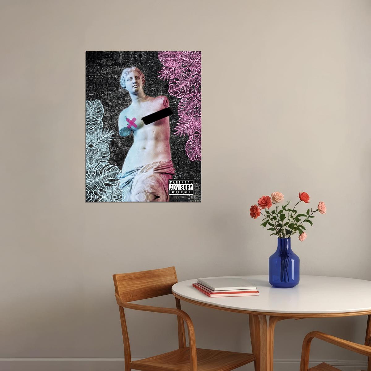 Venus de Milo Graffiti Poster Edgy Pop Art Classic Sculpture with Neon Elements Urban Wall Decor Print - xonomax