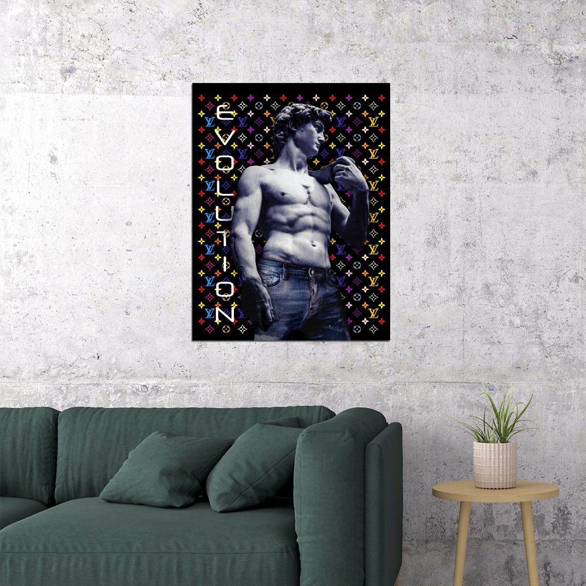 David Evolution Poster Modern Pop Art Classic Sculpture Street Style Wall Decor Print Motivational Pop Art Money Artwork Luxury Brands - xonomax