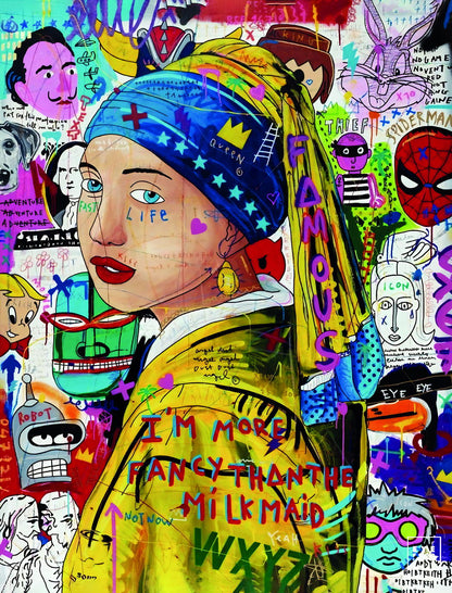 Graffiti Girl with Pearl Earring Poster Colorful Pop Art Classic Modern Wall Decor Print