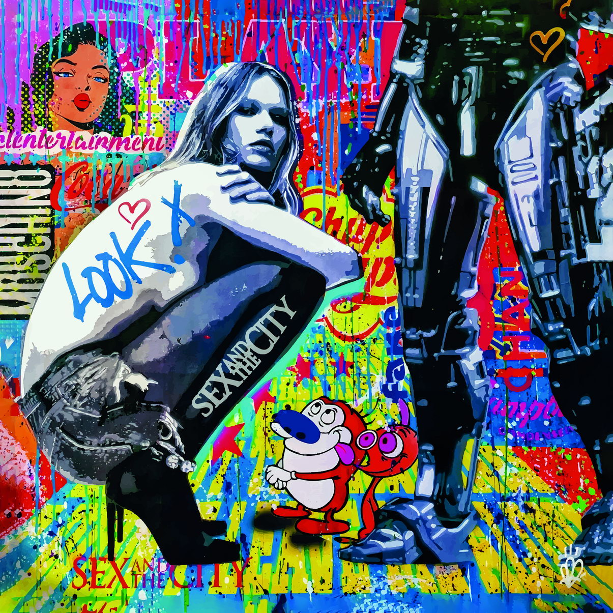 Sex And The City Street Graffiti Pop Art Collage Poster Vibrant Pop Culture Mashup Urban Wall Decor Print