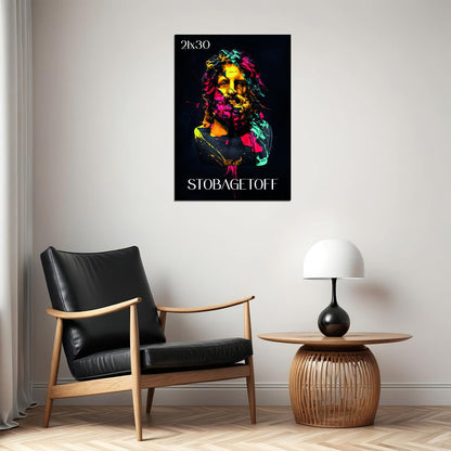 Colorful Zeus Statue Greek Stone Bust Abstract Pop Art Poster Wall Decor Print - xonomax