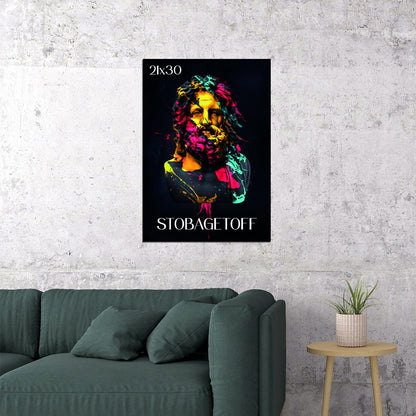Colorful Zeus Statue Greek Stone Bust Abstract Pop Art Poster Wall Decor Print - xonomax
