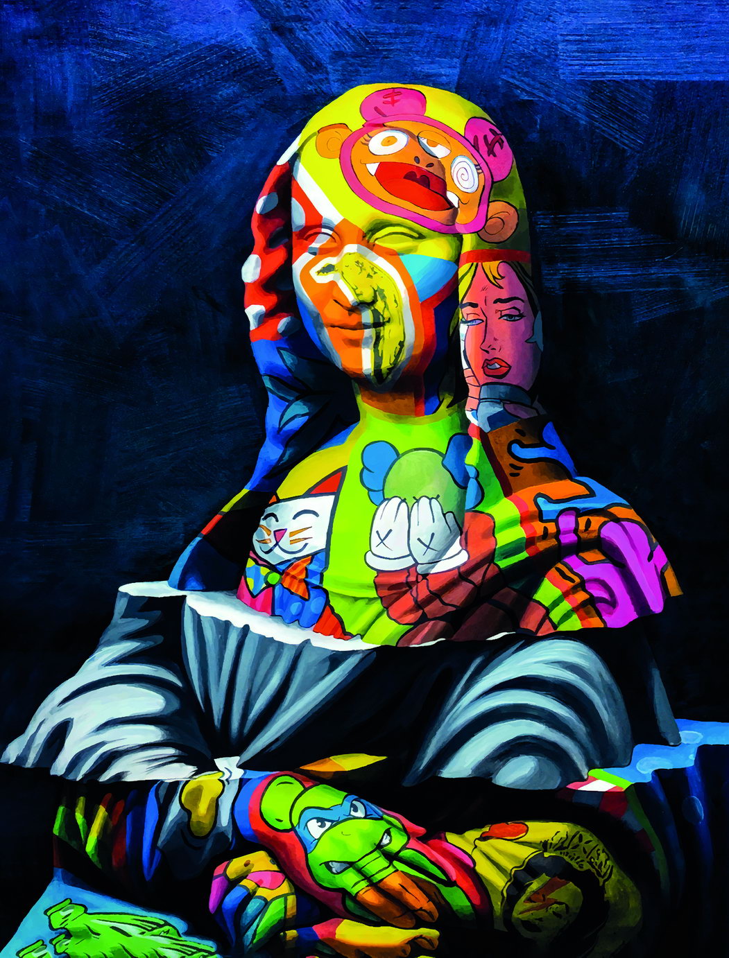 Mona Lisa Street Graffiti Pop Art Poster Iconic Masterpiece Reimagined Bold Colors Modern Pop Culture - xonomax