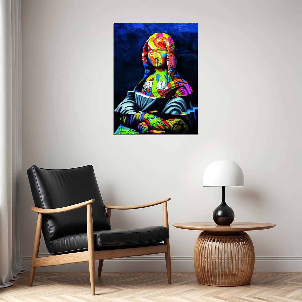 Mona Lisa Street Graffiti Pop Art Poster Iconic Masterpiece Reimagined Bold Colors Modern Pop Culture - xonomax