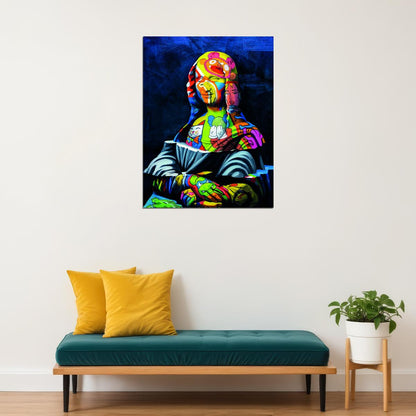 Mona Lisa Street Graffiti Pop Art Poster Iconic Masterpiece Reimagined Bold Colors Modern Pop Culture - xonomax