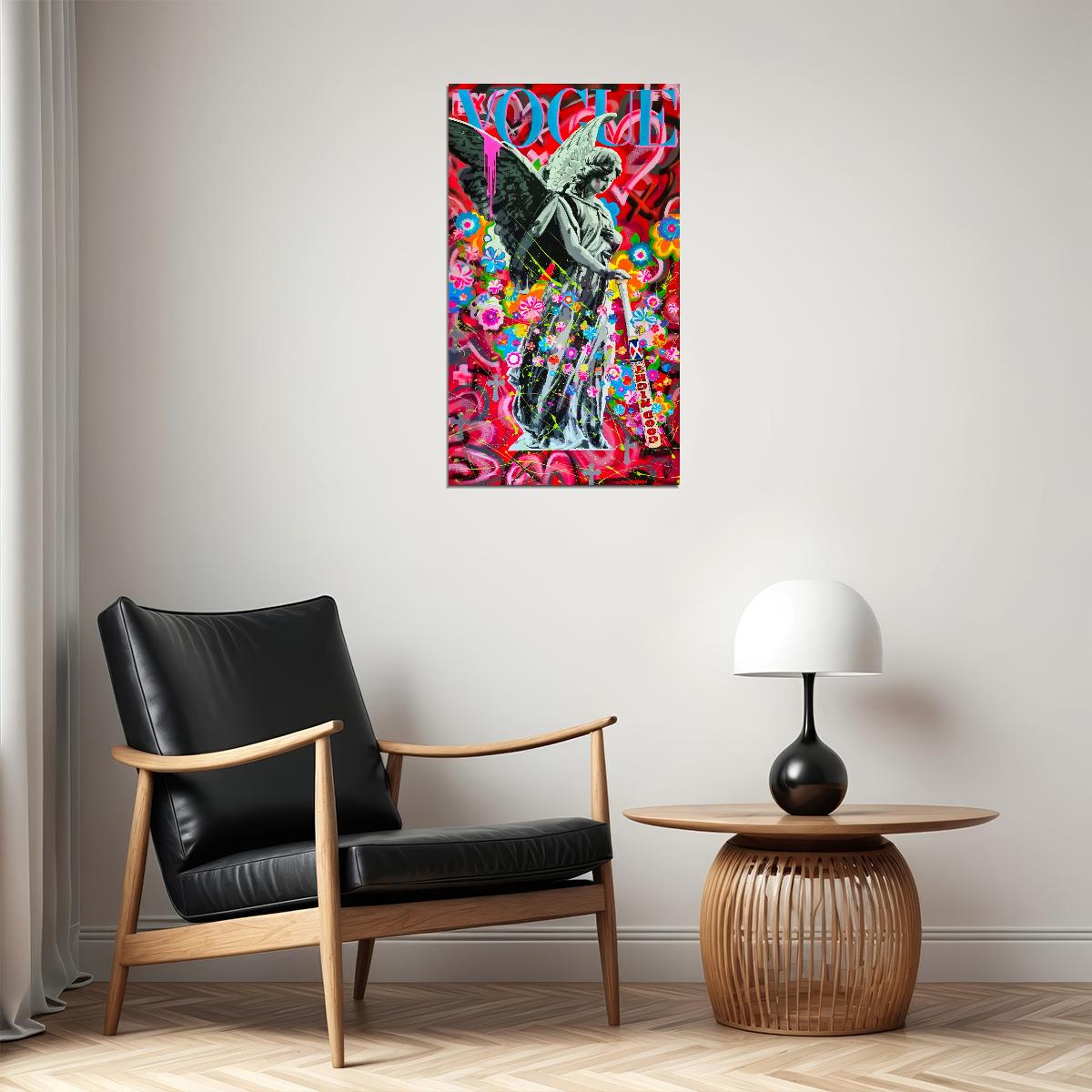 Abstract Street Angel Art Poster Graffiti Style Wall Decor Vibrant Entrepreneur Hustle Wall Art Modern Wall Print