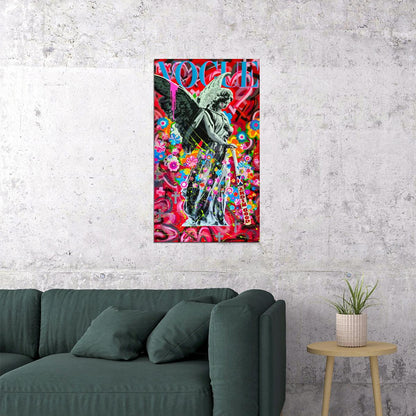 Abstract Street Angel Art Poster Graffiti Style Wall Decor Vibrant Entrepreneur Hustle Wall Art Modern Wall Print