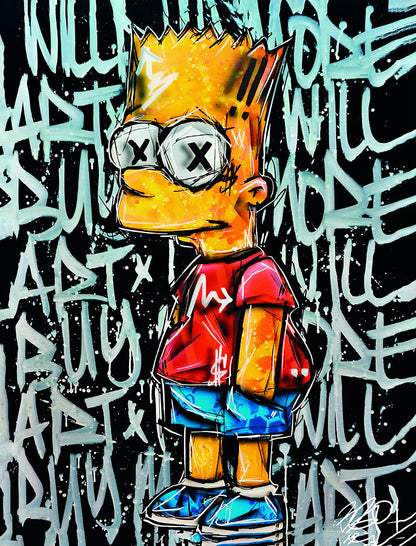 Graffiti Bart Simpson Art Poster Pop Art Wall Decor Cartoon Style Modern Swag Trendy Street Wall Art Print