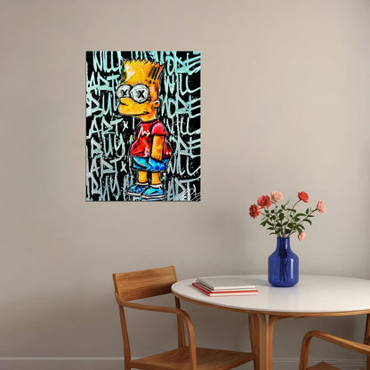 Graffiti Bart Simpson Art Poster Pop Art Wall Decor Cartoon Style Modern Swag Trendy Street Wall Art Print