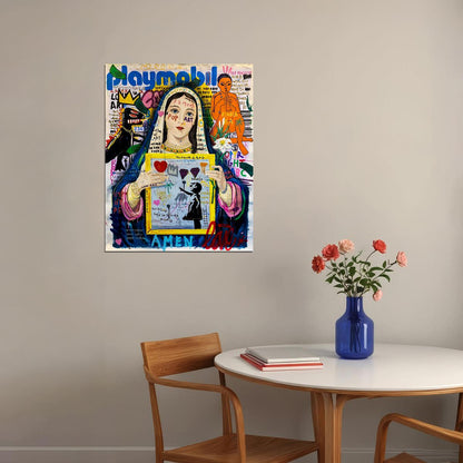 Banksy Girl With Balloon Virgin Mary Modern Madonna Pop Art Poster Vibrant Collage Wall Decor Unique Entrepreneur Artistic Wall Print