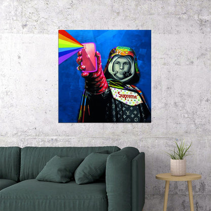 Yuri Gagarin USSR Soviet Cosmonaut iPhone Luxury Brands Supreme Astronaut Pop Art Poster Graffiti Wall Decor Space Themed Swag Artistic Wall Print