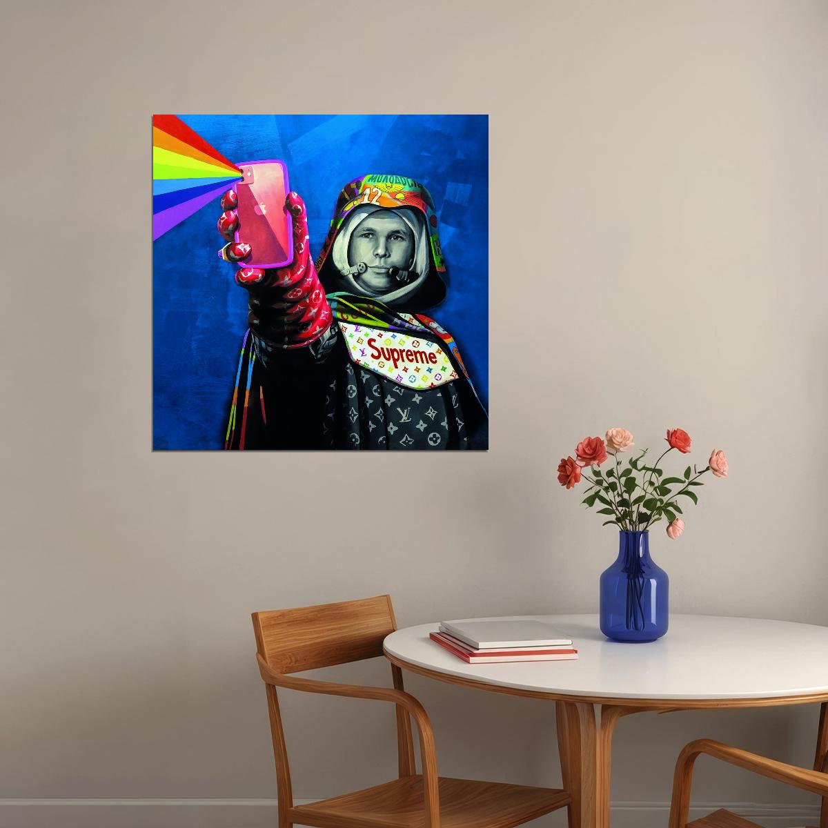 Yuri Gagarin USSR Soviet Cosmonaut iPhone Luxury Brands Supreme Astronaut Pop Art Poster Graffiti Wall Decor Space Themed Swag Artistic Wall Print