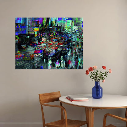 Times Square Abstract Cityscape Neon Art Poster Urban Swag Wall Decor Modern Hustle Street Style Wall Print