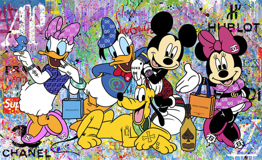 Disney Characters Graffiti Mickey Mouse Art Poster Colorful Cartoon Street Style Wall Decor Modern Pop Art Print