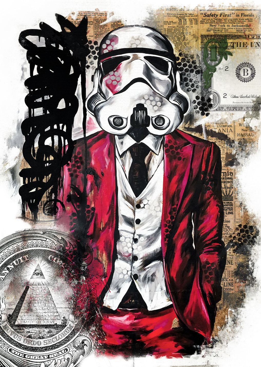 Star Wars Stormtrooper in Pink Suit Art Poster Graffiti Street Style Wall Decor Modern Swag Pop Art Motivational Wall Print