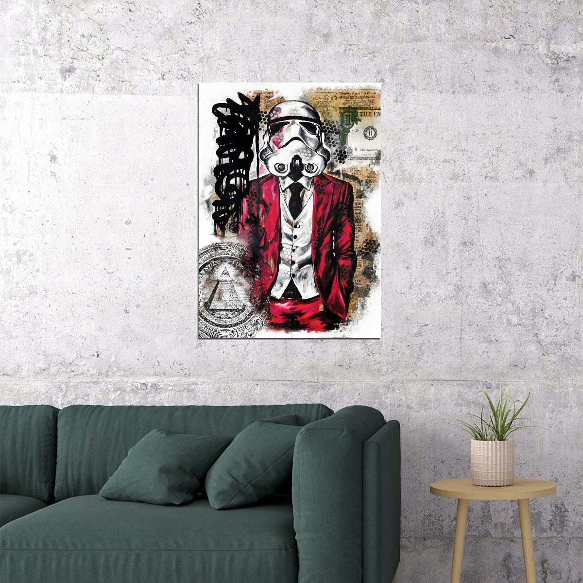 Star Wars Stormtrooper in Pink Suit Art Poster Graffiti Street Style Wall Decor Modern Swag Pop Art Motivational Wall Print