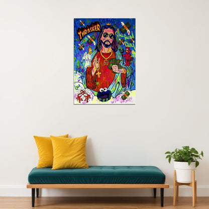 Graffiti Jesus Art Poster Colorful Religious Swag Wall Decor Modern Pop Art Motivational Wall Print