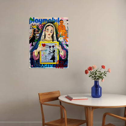 Banksy Girl With Balloon Virgin Mary Modern Madonna Pop Art Poster Vibrant Collage Wall Decor Unique Entrepreneur Artistic Wall Print