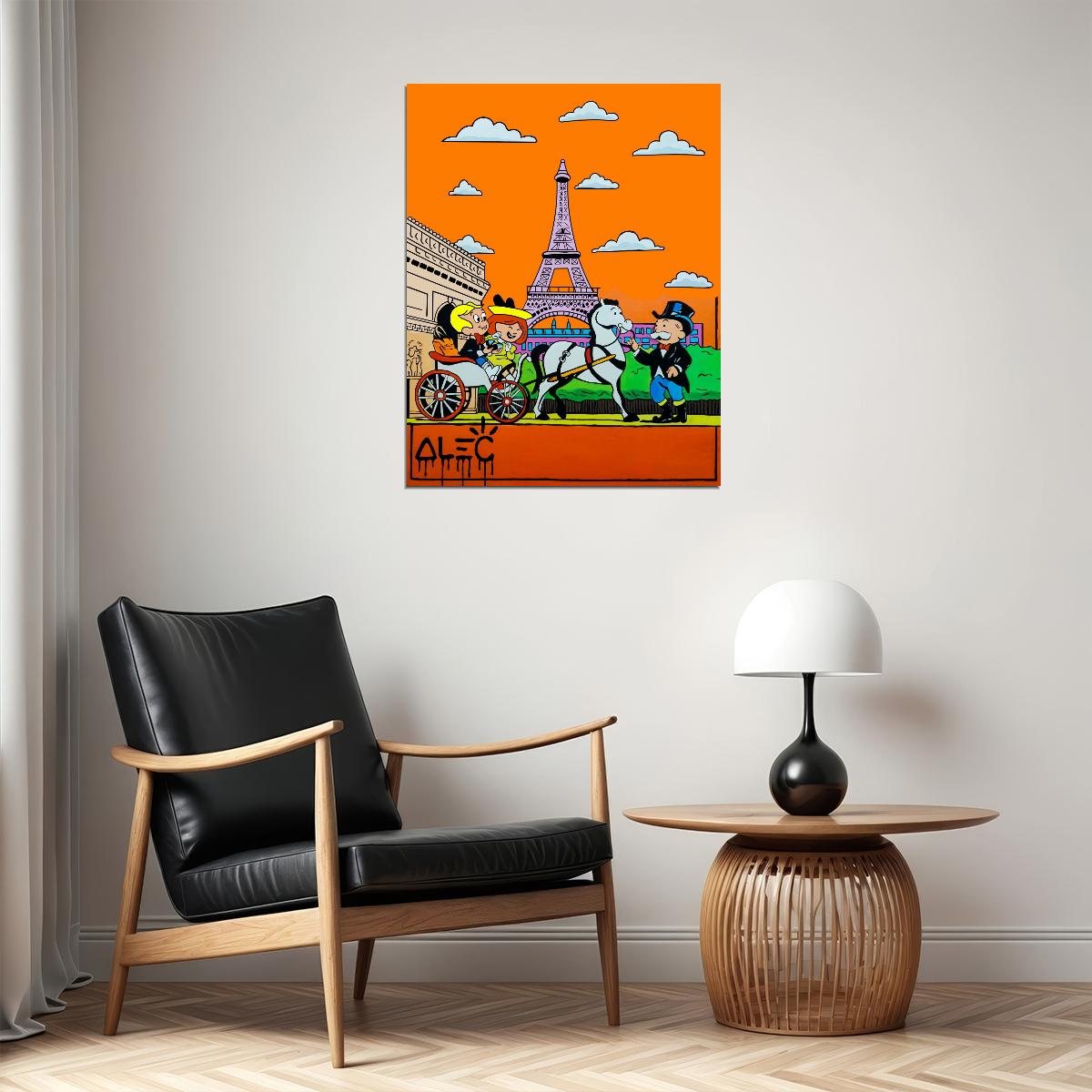 Paris Effel Tower Graffiti Art Poster Vibrant Playful Wall Decor French Landmarks Modern Art Wall Print