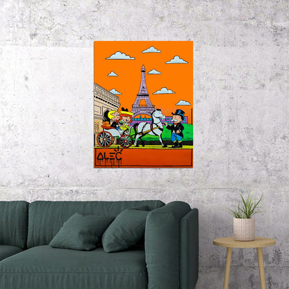 Paris Effel Tower Graffiti Art Poster Vibrant Playful Wall Decor French Landmarks Modern Art Wall Print