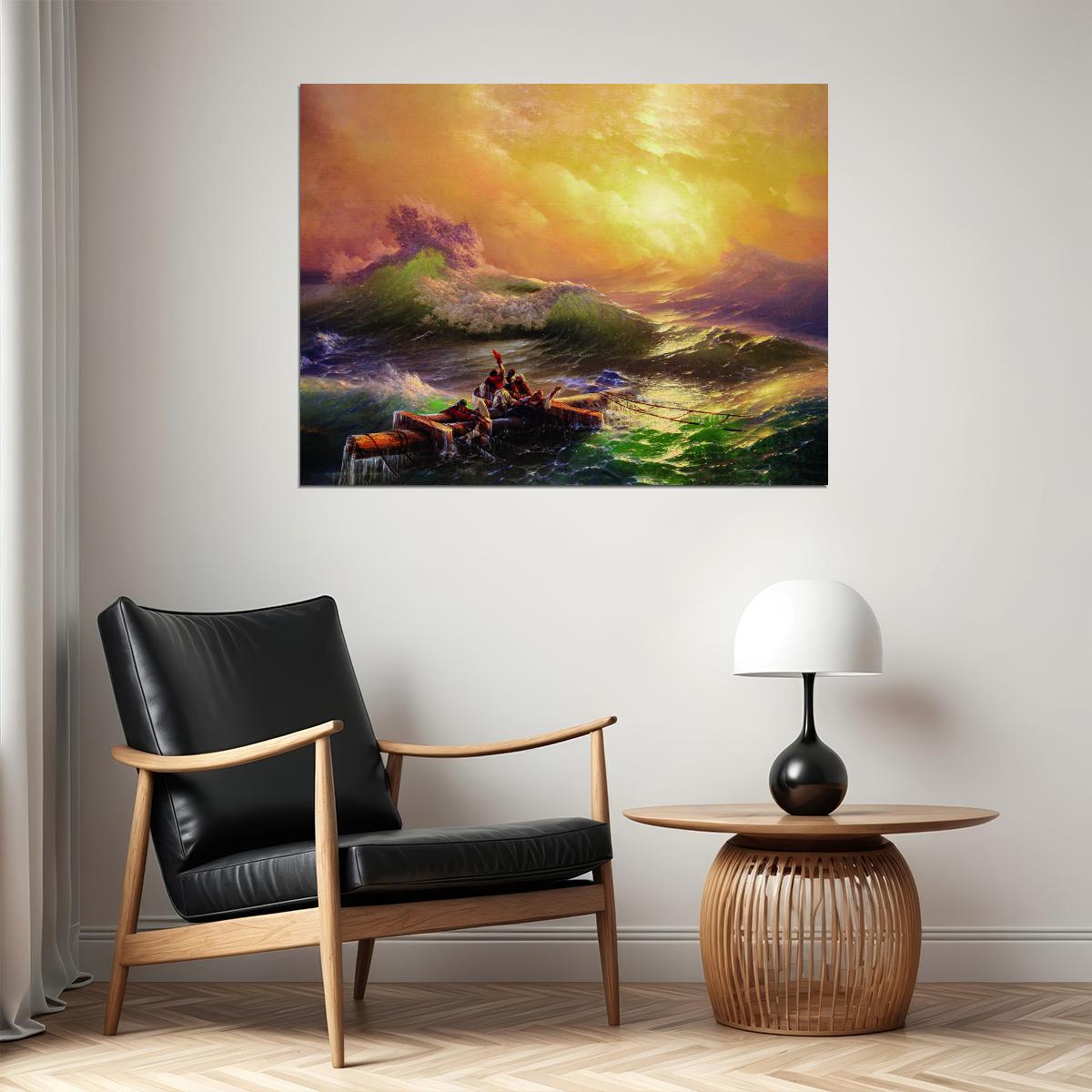 The Ninth Wave Ivan Aivazovsky The Stormy Sea Art Poster Dramatic Timeless Wall Decor Classic Oceanic Painting Wall Print