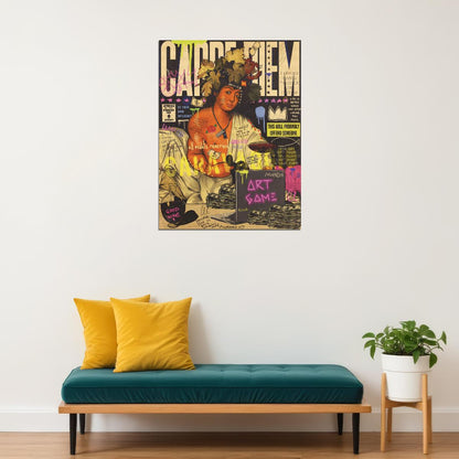 Carpe Diem Collage Art Poster Vibrant Eclectic Wall Decor Graffiti Pop Art Fusion Wall Print