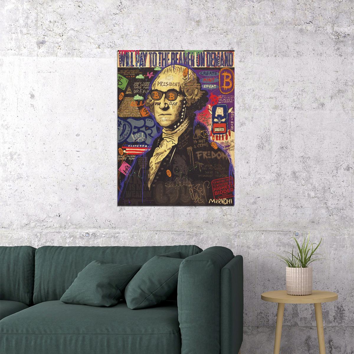 George Washington Graffiti Pop Art Poster Modern Founding Father Tribute Wall Art Print