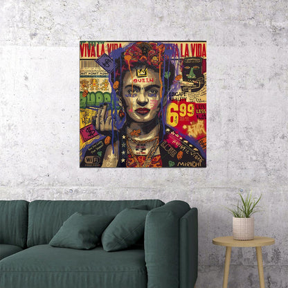 Frida Kahlo Pop Art Poster Graffiti Street Art Mexican Artist Tribute Modern Wall Art Print