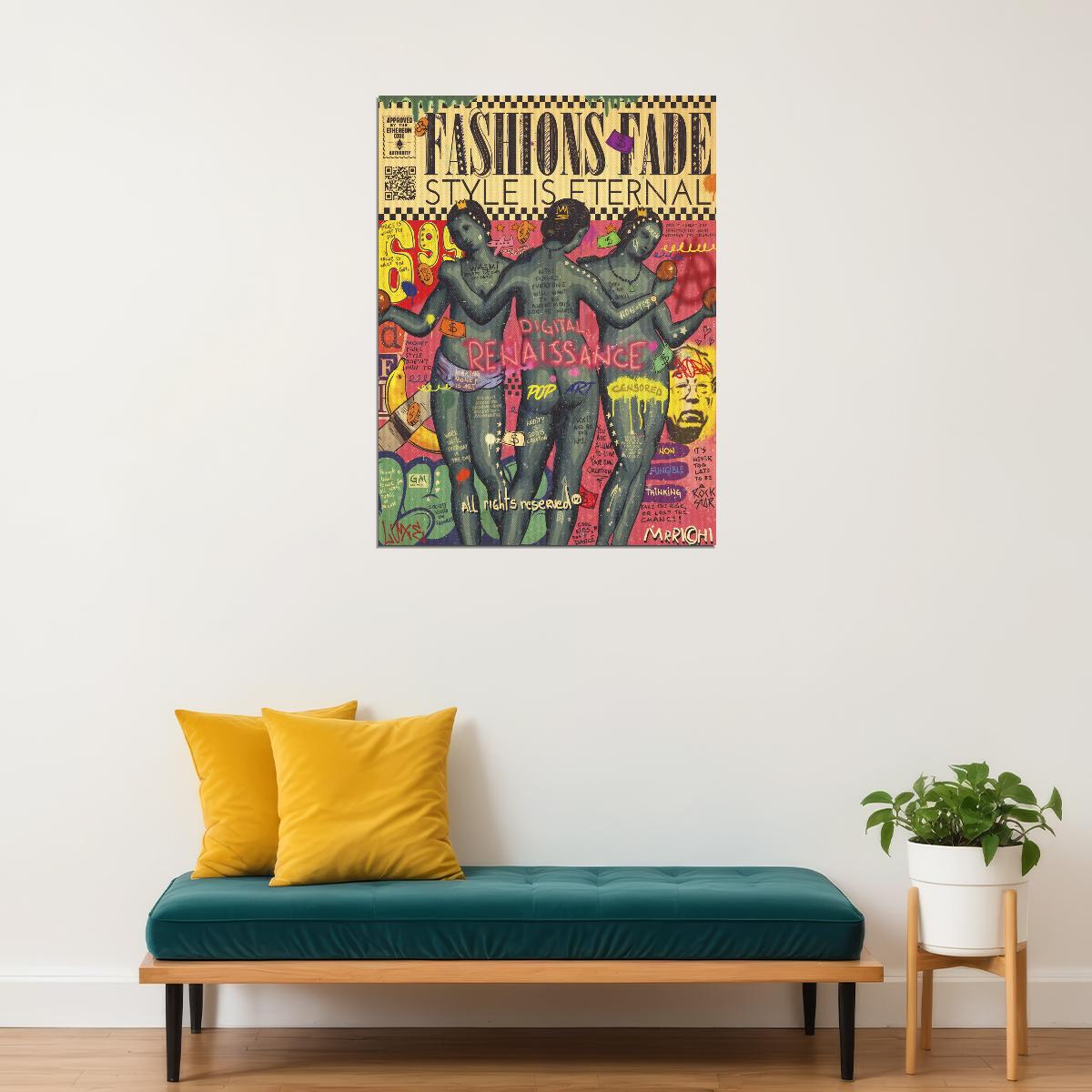 Three Graces Pop Art Poster Graffiti Street Art Renaissance Tribute Fashion Statement Print