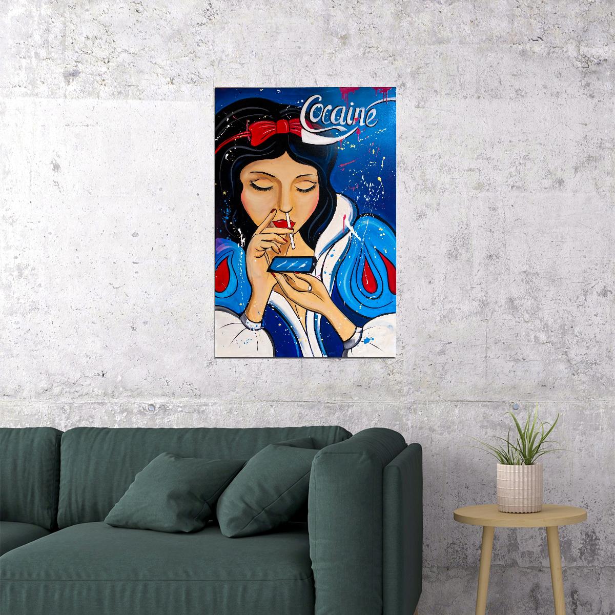 Snow White Cocaine Pop Art Poster Graffiti Street Art Controversial Fairy Tale Modern Print